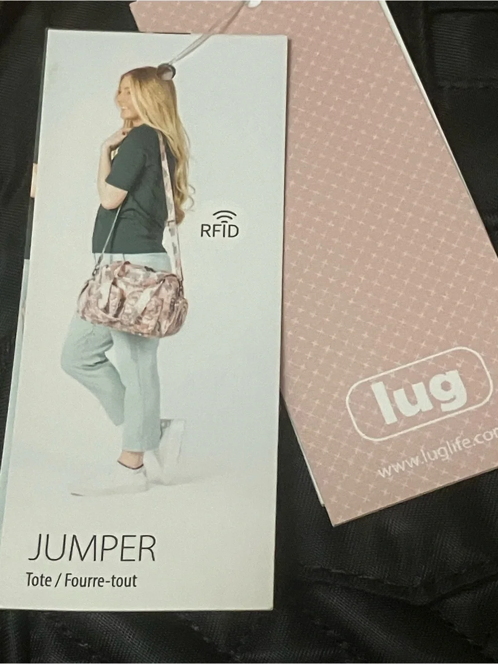 Lug Jumper Women's Midnight Black RFID Crossbody Carry All Tote New With Tags